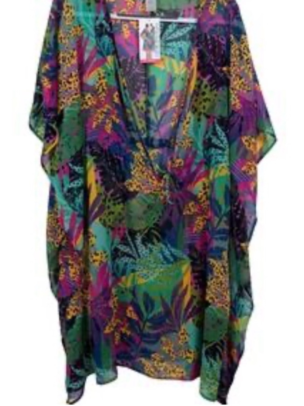 Sheer Tropical Print Caftan -